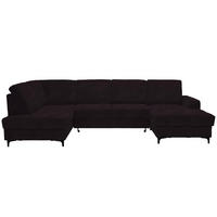 WOHNLANDSCHAFT Aubergine Flachgewebe  - Aubergine/Schwarz, KONVENTIONELL, Textil/Metall (185/317/167cm) - Stylife