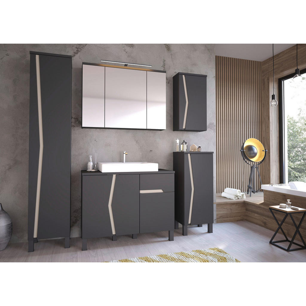 Thumbnail - Mid.you Unterschrank Manhattan, Anthrazit, Holzwerkstoff, 2 Fächer, 40x100x35.3 cm, Badezimmer, Badezimmerschränke, Bad ...