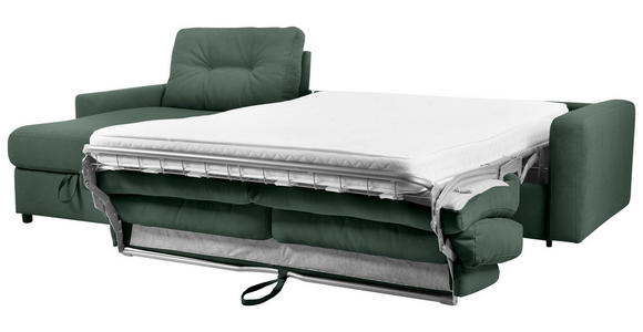 ECKSOFA Dunkelgrün Webstoff Rückenkissen, Bettkasten, Schlaffunktion, Rücken echt, Matratze  - Dunkelgrün/Schwarz, KONVENTIONELL, Kunststoff/Textil (160/270cm) - Carryhome