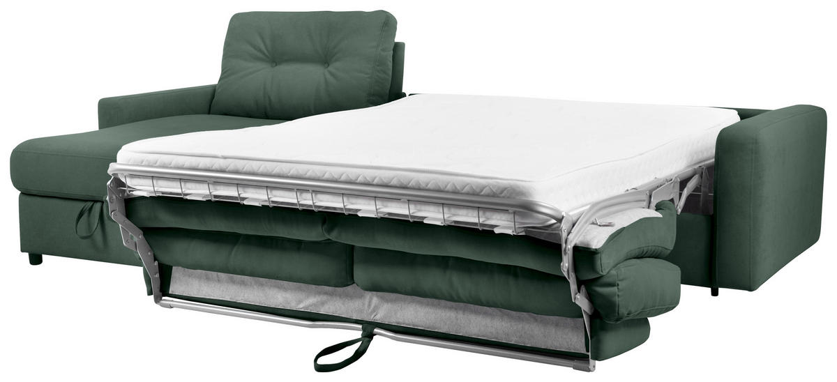 ECKSOFA Dunkelgrün Webstoff  - Dunkelgrün/Schwarz, KONVENTIONELL, Kunststoff/Textil (160/270cm) - Carryhome