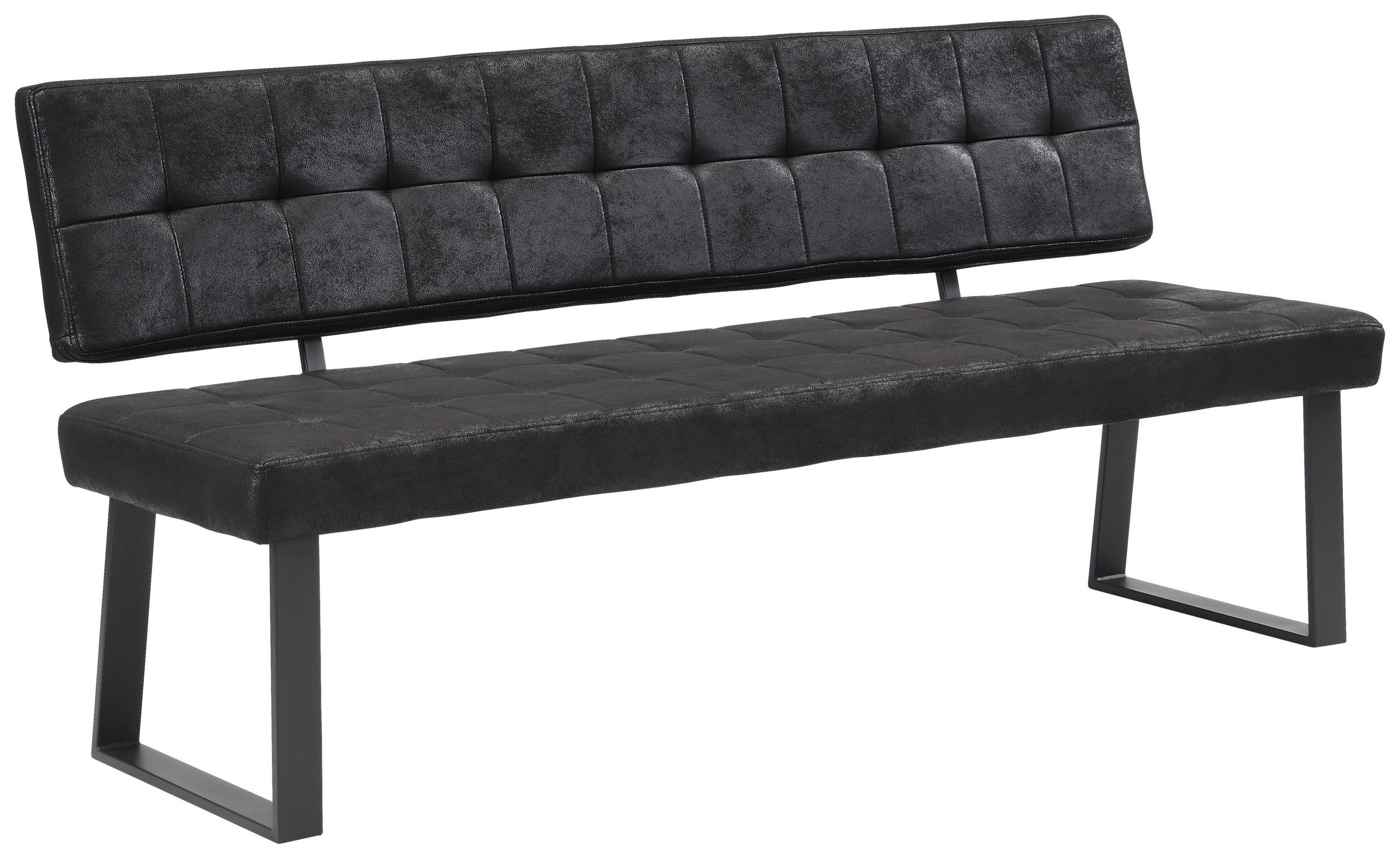 SITZBANK in Metall, Textil Schwarz  - Schwarz, MODERN, Textil/Metall (180/85/56cm) - Livetastic