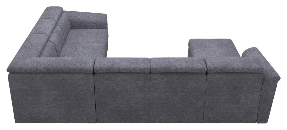 WOHNLANDSCHAFT Dunkelbraun Webstoff  - Dunkelbraun, Design, Holz/Textil (103/355/243cm) - MID.YOU