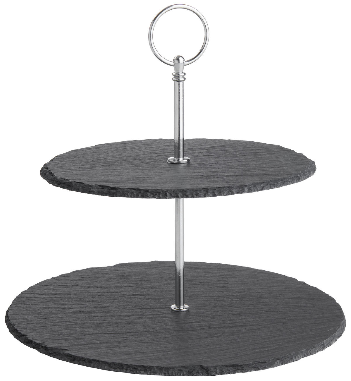 ETAGERE 2-stöckig - Alufarben/Grau, Basics, Stein/Metall (25/24/25cm) - Ambia Home