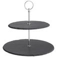 ETAGERE 2-stöckig - Alufarben/Grau, Basics, Stein/Metall (25/24/25cm) - Ambia Home