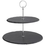 ETAGERE 2-stöckig - Alufarben/Grau, Basics, Stein/Metall (25/24/25cm) - Ambia Home