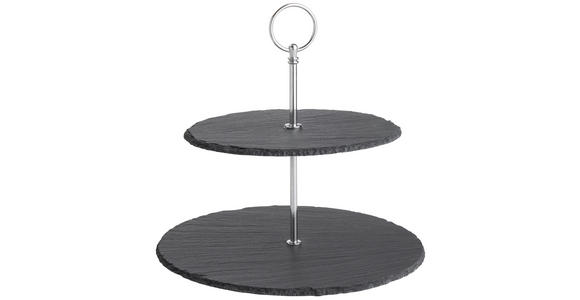 ETAGERE 2-stöckig - Alufarben/Grau, Basics, Stein/Metall (25/24/25cm) - Ambia Home