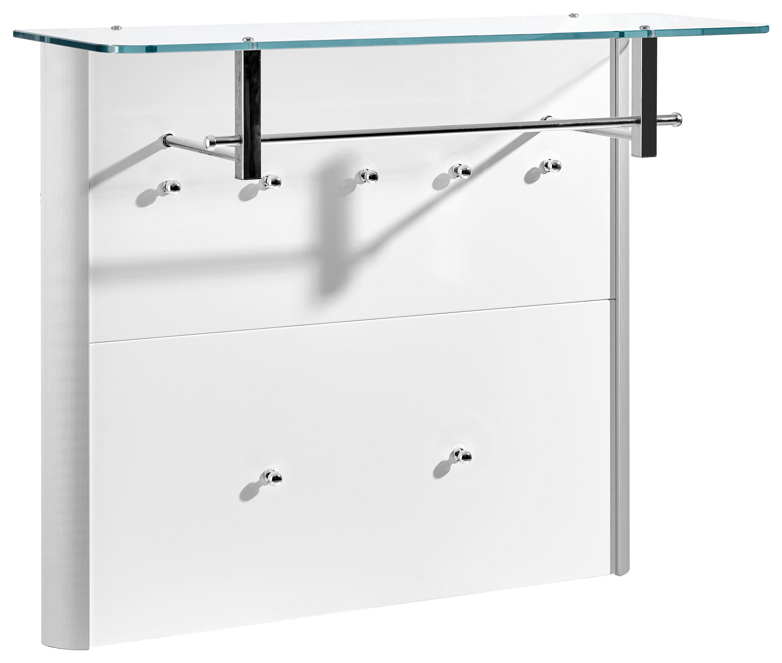 GARDEROBENPANEEL  in 96/78/33 cm  - Weiß Hochglanz/Alufarben, Design, Glas/Holzwerkstoff (96/78/33cm) - Moderano