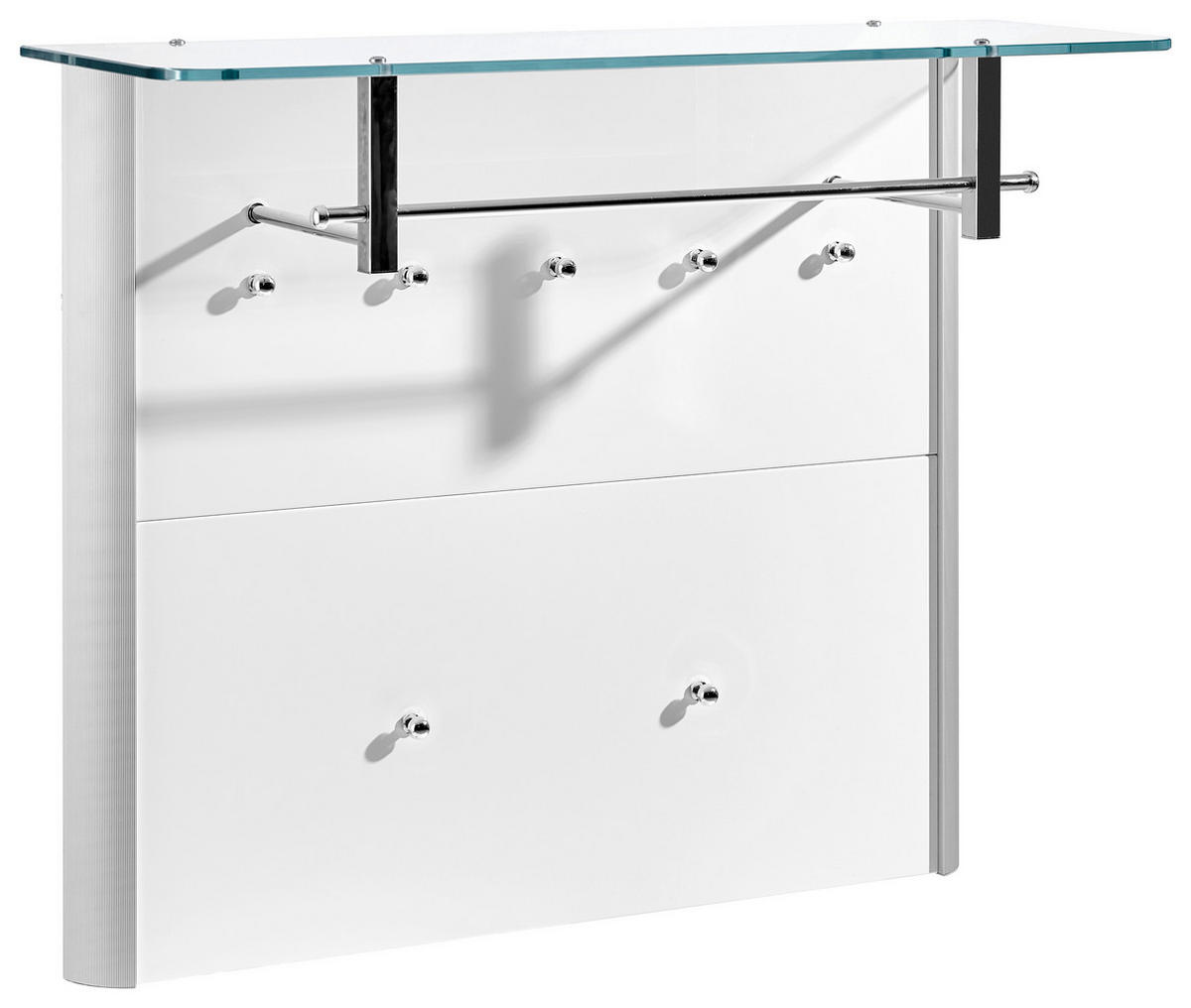 GARDEROBENPANEEL  in 96/78/33 cm  - Weiß Hochglanz/Alufarben, Design, Glas/Holzwerkstoff (96/78/33cm) - Moderano