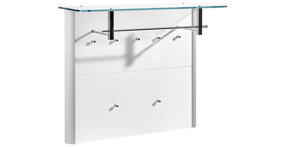 GARDEROBENPANEEL  in 96/78/33 cm  - Weiß Hochglanz/Alufarben, Design, Glas/Holzwerkstoff (96/78/33cm) - Moderano