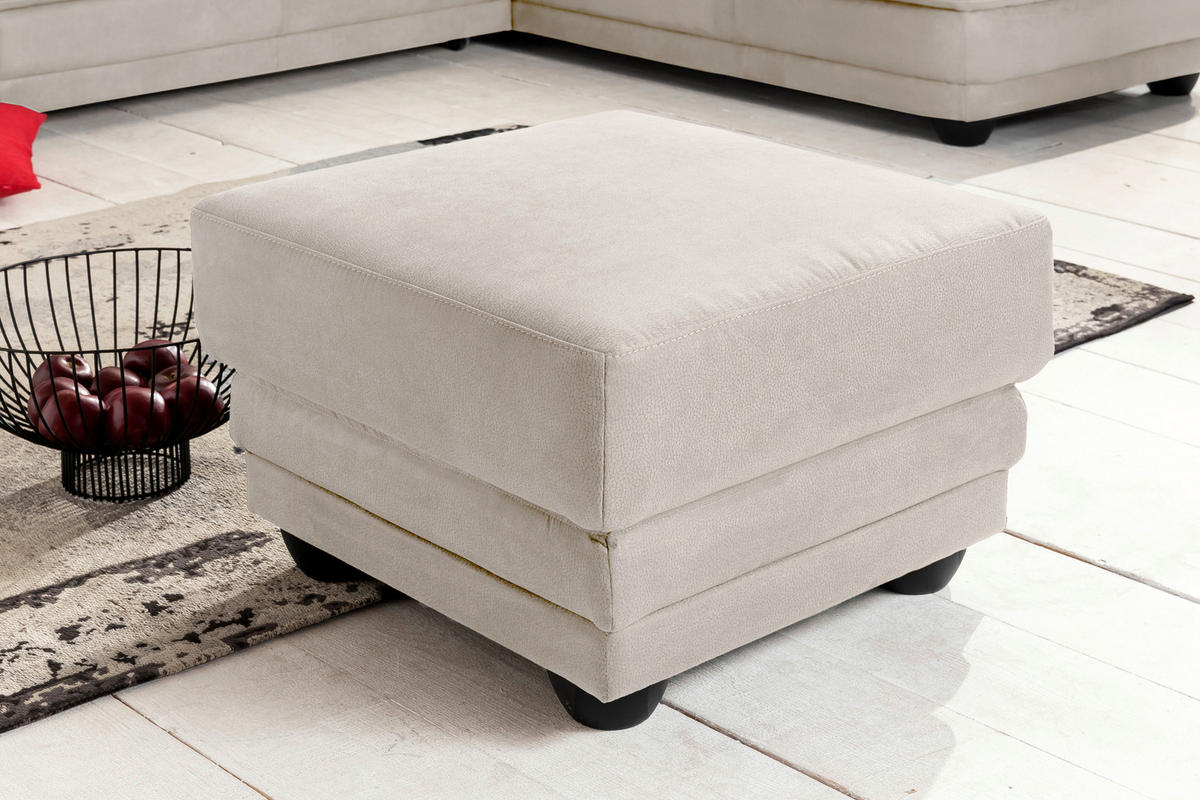 HOCKER in Textil Sandfarben  - Sandfarben/Schwarz, Design, Kunststoff/Textil (65/46/65cm) - Livetastic