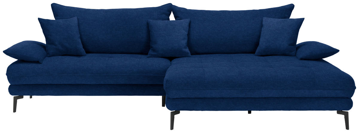 ECKSOFA PRATO Dunkelblau Mikrofaser  - Schwarz/Dunkelblau, MODERN, Textil/Metall (292/176cm) - MID.YOU