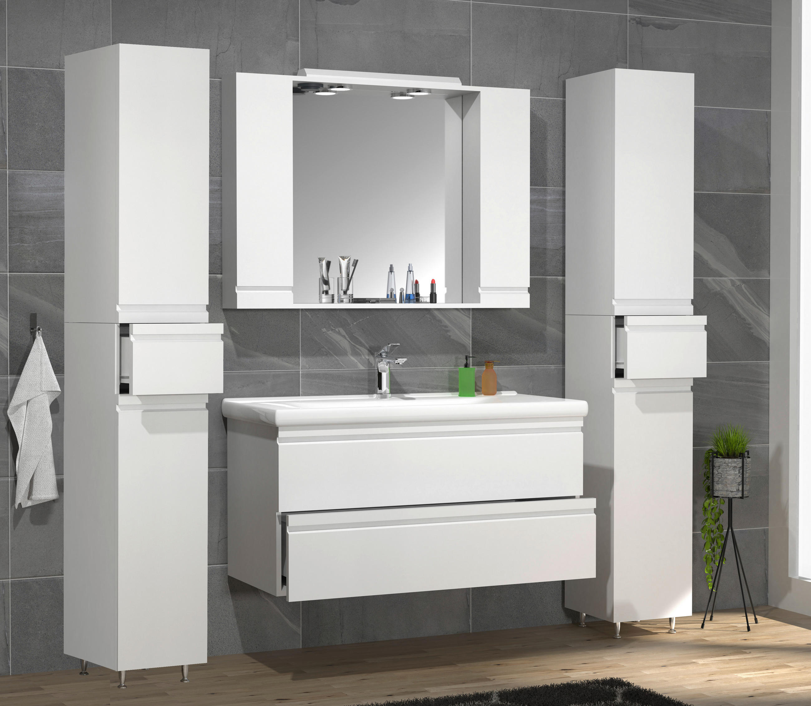 SPIEGELSCHRANK 100/71/14 cm  - Weiß, MODERN, Glas/Holzwerkstoff (100/71/14cm) - MID.YOU