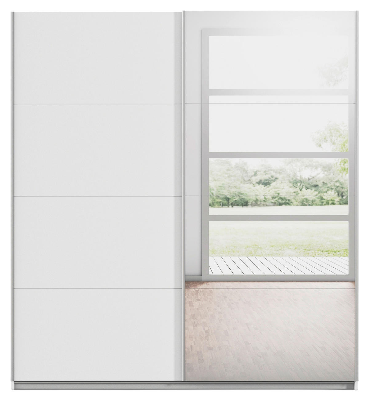 SCHWEBETÜRENSCHRANK in Weiss  - Weiss/Alufarben, Modern, Holzwerkstoff/Metall (181/197/61cm) - Rauch Möbel