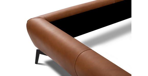 POLSTERBETT 180/200 cm,  in Cognac, gepolstertes Kopfteil,  - Cognac/Schwarz, Design, Leder/Metall (180/200cm) - Esposa