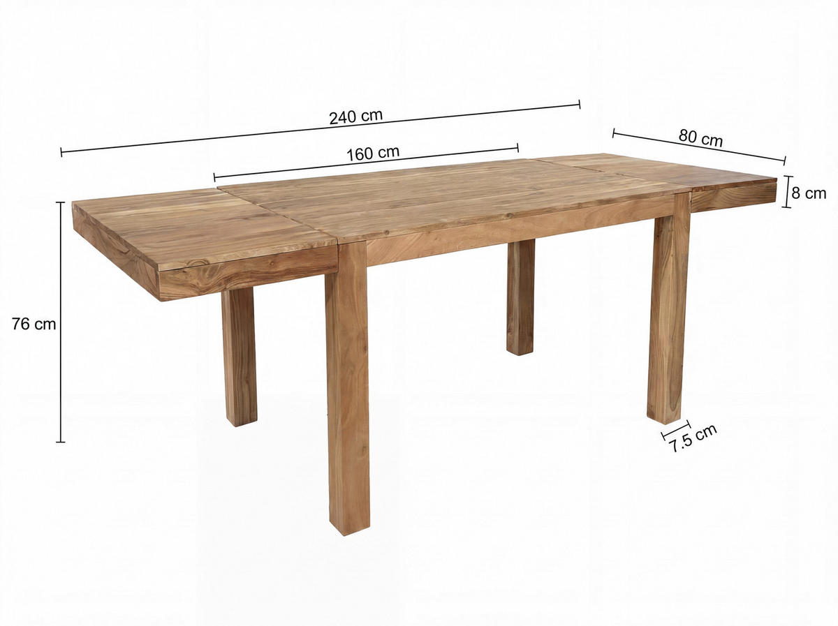 JEDILNA MIZA, masivno akacija barve akacije  - barve akacije, Design, les (160/76/80cm) - Livetastic