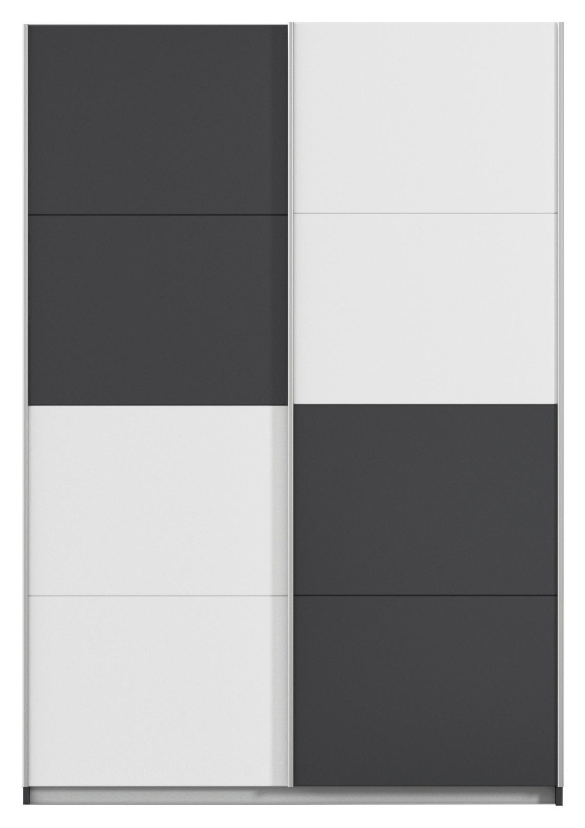 SCHWEBETÜRENSCHRANK 136/197/61 cm 2-türig Graphitfarben, Weiß  - Graphitfarben/Alufarben, MODERN, Holzwerkstoff/Metall (136/197/61cm) - Rauch Möbel