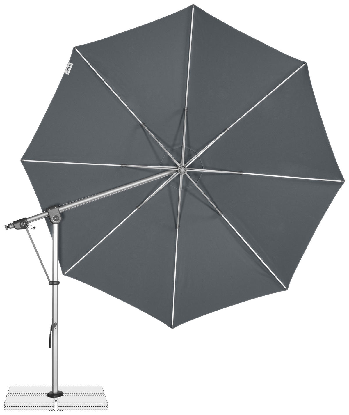 AMPELSCHIRM 350 cm Anthrazit  - Anthrazit/Silberfarben, Basics, Textil/Metall (350/350cm) - Doppler
