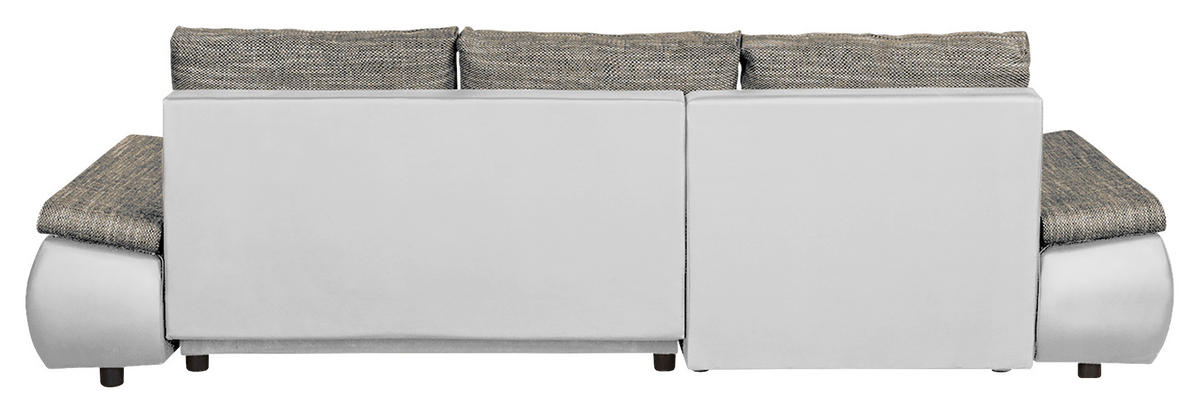 ECKSOFA Grau, Weiß Textilgeflecht  - Chromfarben/Schwarz, Design, Textil (266/175cm) - Livetastic