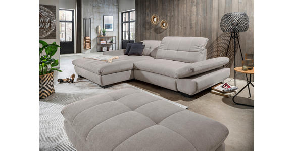 ECKSOFA  in Mikrofaser Hellgrau  198/290 cm  - Hellgrau/Schwarz, Design, Textil/Metall (198/290cm) - Xora