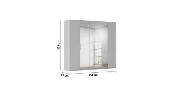 DREHTÜRENSCHRANK 251/223/61 cm,  in Graphitfarben, 5-türig  - Graphitfarben, Basics, Glas/Holzwerkstoff (251/223/61cm) - Novel