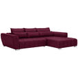 ECKSOFA in Webstoff Rot  - Silberfarben/Rot, MODERN, Kunststoff/Textil (304/218cm) - Carryhome