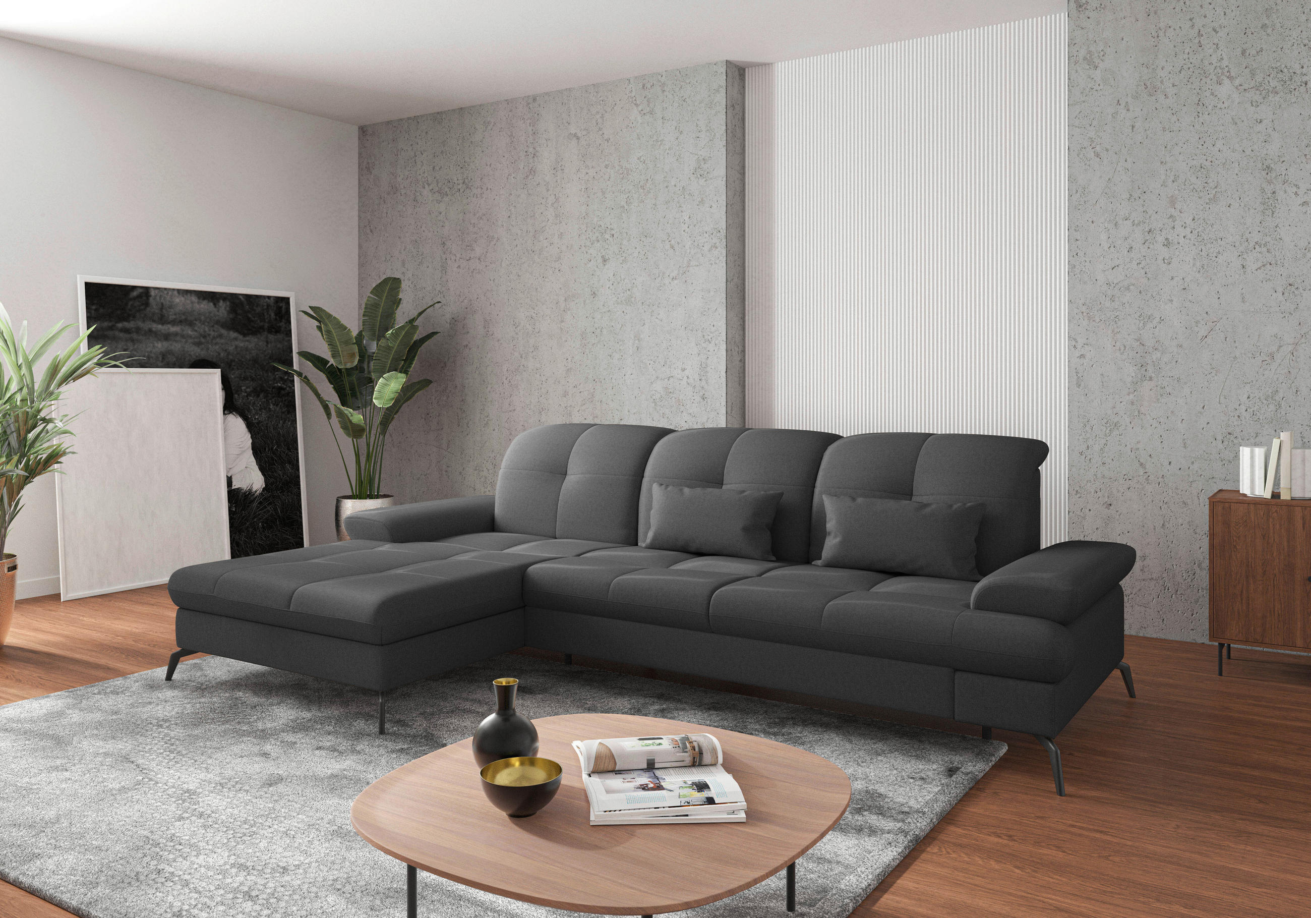 Sit & More ROHOVÁ SEDAČKA, textil, tmavě šedá