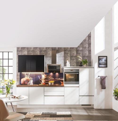 KUCHYŇSKÁ LINKA LARS 310 - bílá/černá, Design, kompozitní dřevo (310cm) - Celina