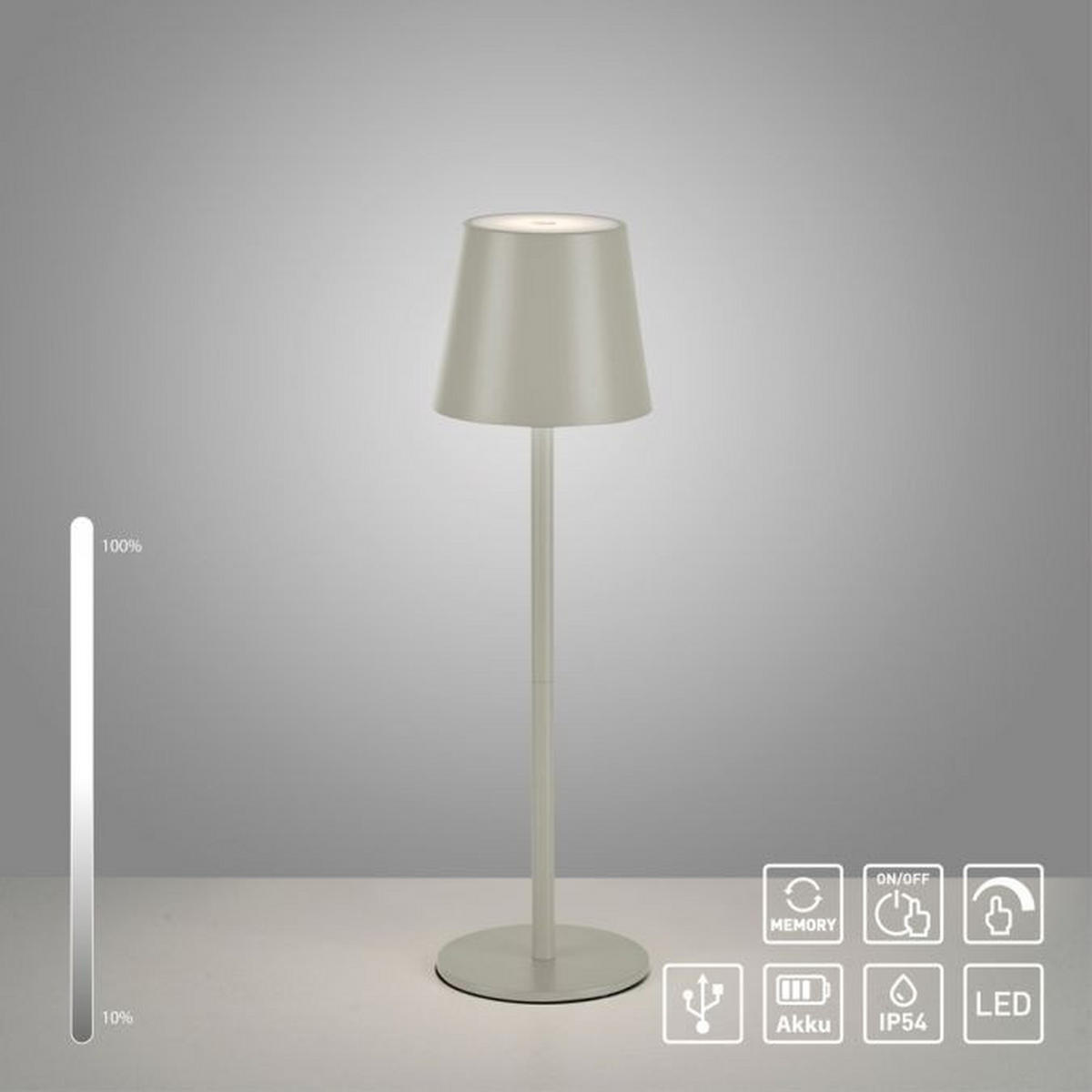 PUNJIVA STONA LAMPA - bež-siva, Konvencionalno, metal/plastika (11/11/37cm)