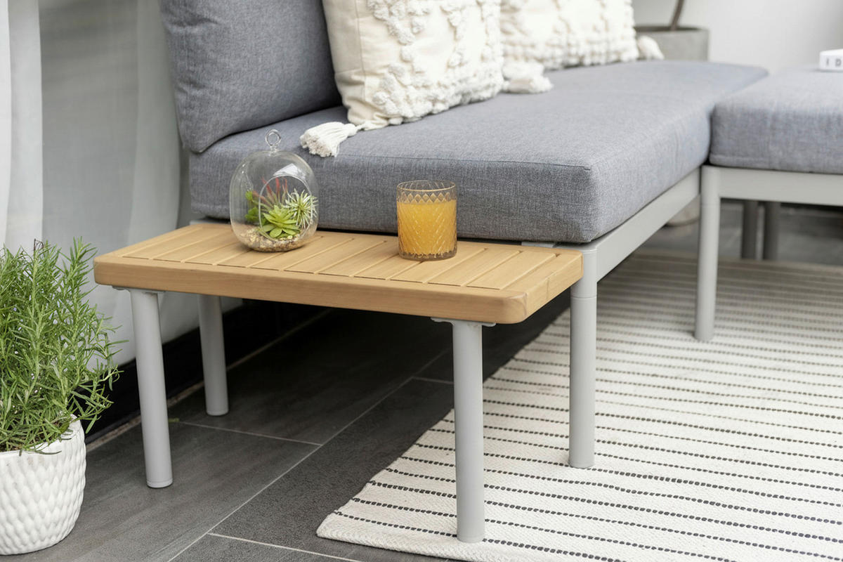 LOUNGEGARNITUR 110/150 cm Eukalyptusholz Hartholz Aluminium  - Anthrazit/Hellgrau, Design, Holz/Textil (110/150cm) - Ambia Garden