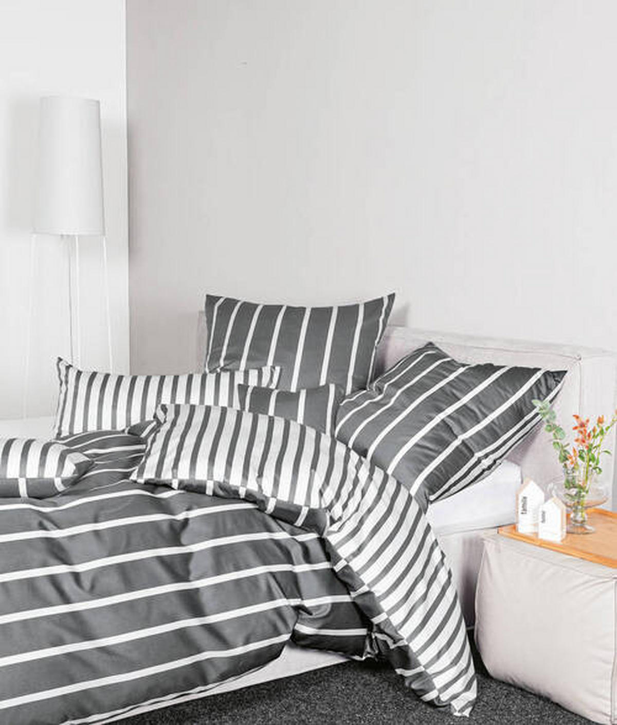 KISSENHÜLLE GENTANO 80/80 cm  - Anthrazit/Weiß, Design, Textil (80/80cm) - Janine