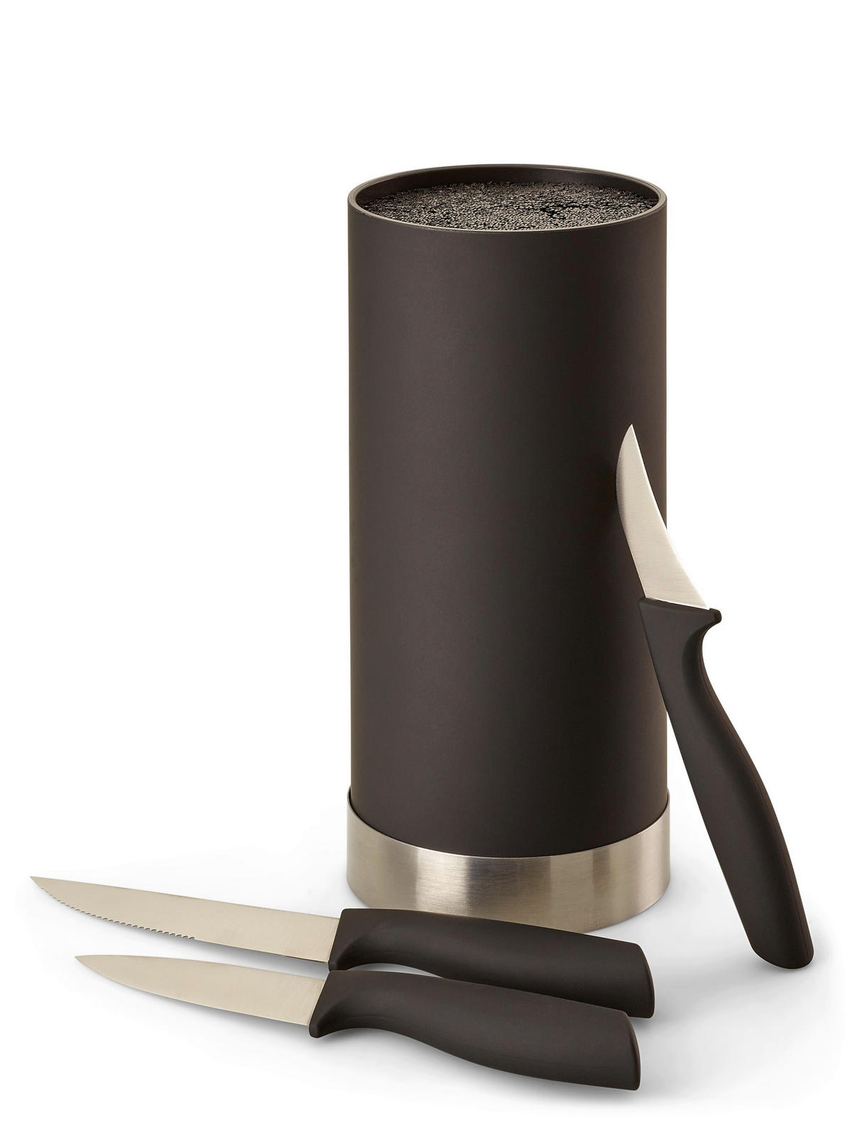 MESSERBLOCK 4-teilig  - Silberfarben/Schwarz, Basics, Kunststoff (11/22cm) - Echtwerk