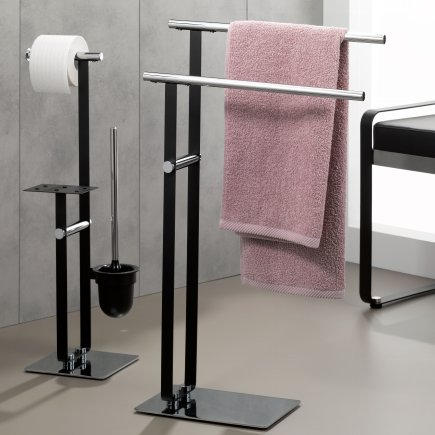 WC-BÜRSTENKOMBINATION - Chromfarben/Schwarz, Design, Kunststoff/Metall (20/20/70,5cm) - Kela