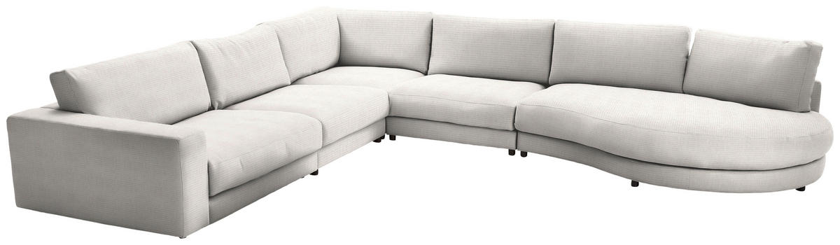 ECKSOFA in Chenille, Cord Creme  - Creme/Schwarz, Design, Kunststoff/Textil (365/425cm) - Lomoco