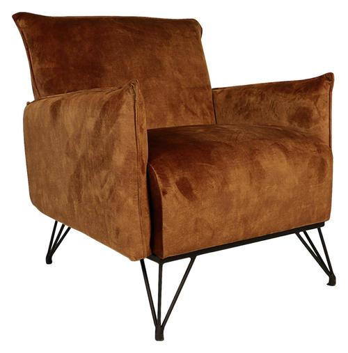 SESSEL Samt Kupferfarben    - Schwarz/Kupferfarben, Design, Textil/Metall (72/85/77cm) - MID.YOU