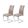 SCHWINGSTUHL-SET 2 Stück  in Stahl Lederlook  - Chromfarben/Beige, MODERN, Textil/Metall (43/98/59cm) - MID.YOU