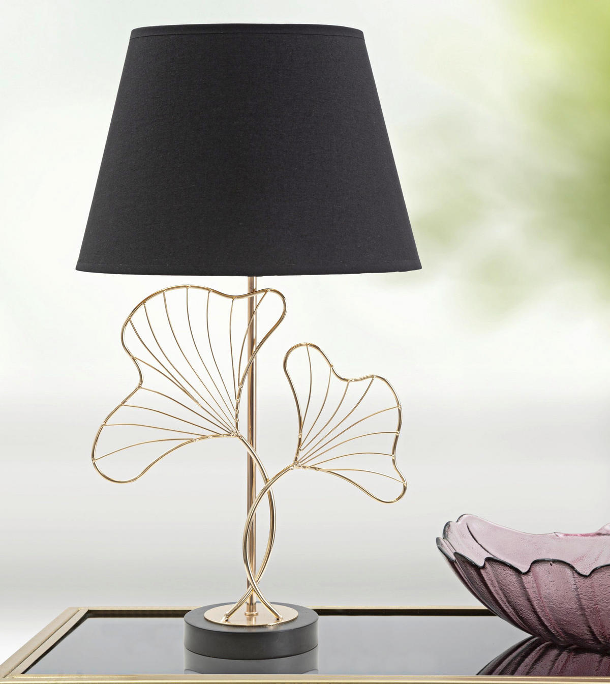 TISCHLEUCHTE 30/60 cm  - Goldfarben/Schwarz, Trend, Kunststoff/Textil (30/60cm) - Mauro Ferretti