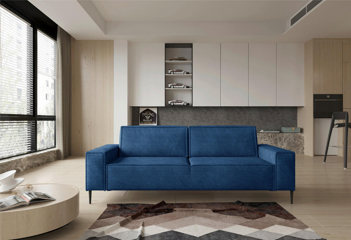 SCHLAFSOFA in Webstoff Royalblau  - Royalblau/Schwarz, Design, Textil/Metall (240/89/103cm) - MID.YOU