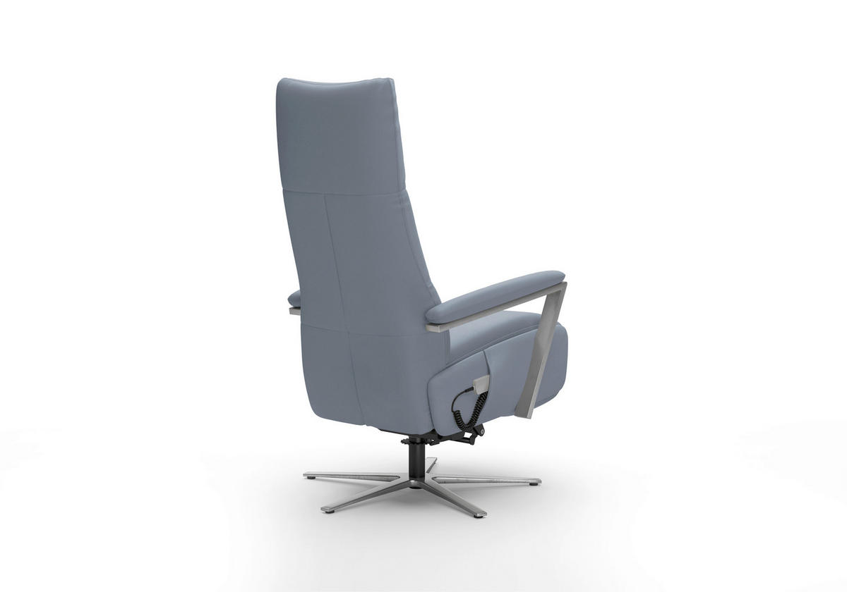 RELAXSESSEL TV VARIO COMFORT E S1 Echtleder Kopfteilverstellung, Rücken echt    - Graublau/Silberfarben, Basics, Leder/Metall (70/124/85cm) - Sit & More