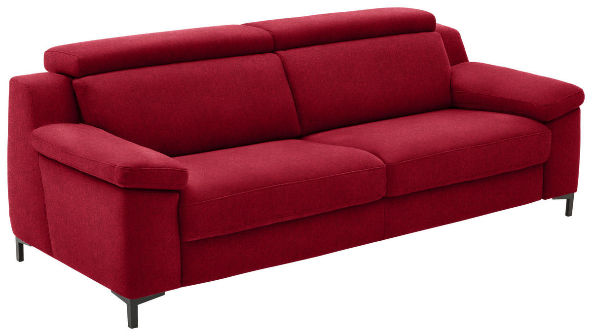3-SITZER-SOFA in Chenille Rot  - Rot/Schwarz, Design, Textil/Metall (230/104/104cm) - Valdera