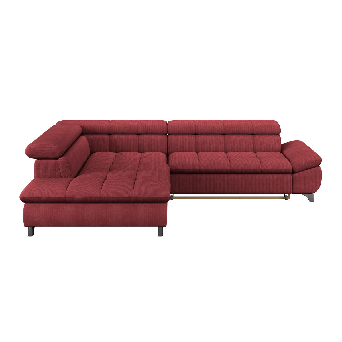 ECKSOFA Bordeaux Chenille  - Chromfarben/Bordeaux, KONVENTIONELL, Textil/Metall (234/312cm) - Livetastic
