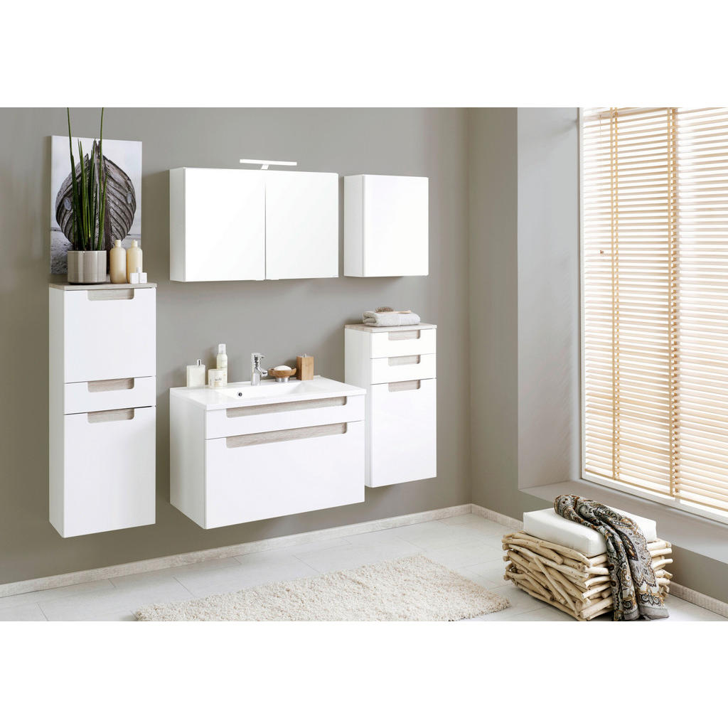 Thumbnail - Held Unterschrank Held Möbel Siena, Weiß, Sonoma Eiche, Holzwerkstoff, 1 Fächer, 2 Schubladen, 40x79x27 cm, Made in Germ...