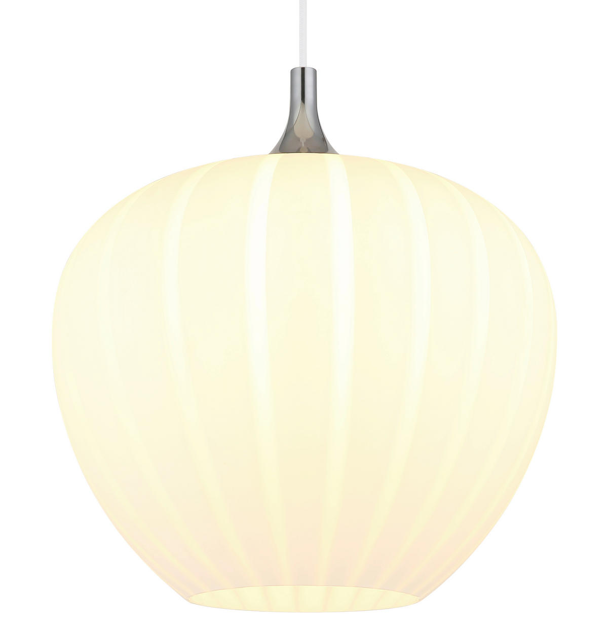 HÄNGELEUCHTE 40/120 cm    - Chromfarben/Weiss, Konventionell, Glas/Metall (40/120cm) - Globo
