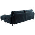 ECKSOFA Blau Chenille Rückenkissen, Bettkasten, Schlaffunktion, Rücken echt, Liegefläche im Originalstoff  - Blau/Schwarz, KONVENTIONELL, Holz/Textil (266/180cm) - Carryhome