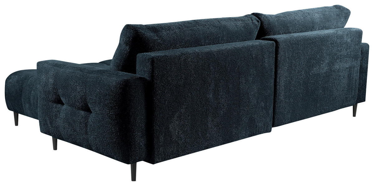 ECKSOFA in Chenille Blau  - Blau/Schwarz, Konventionell, Holz/Textil (266/180cm) - MID.YOU