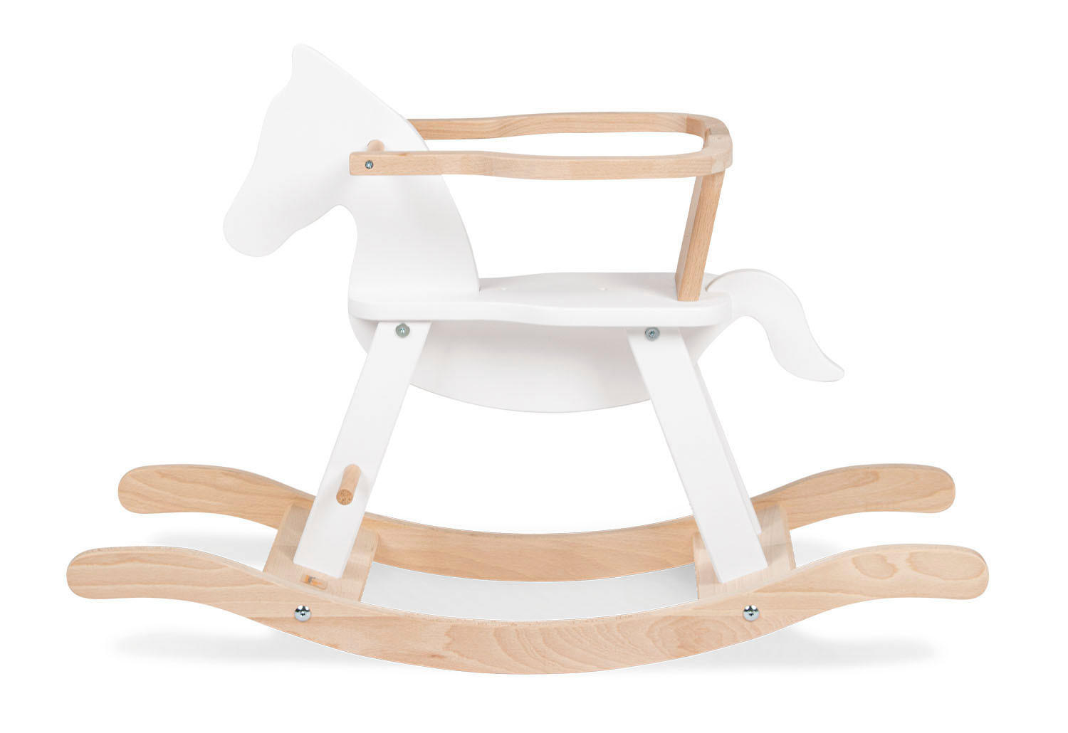 SCHAUKELPFERD - Weiß Hochglanz/Naturfarben, Basics, Holz (86/31/58cm) - Pinolino