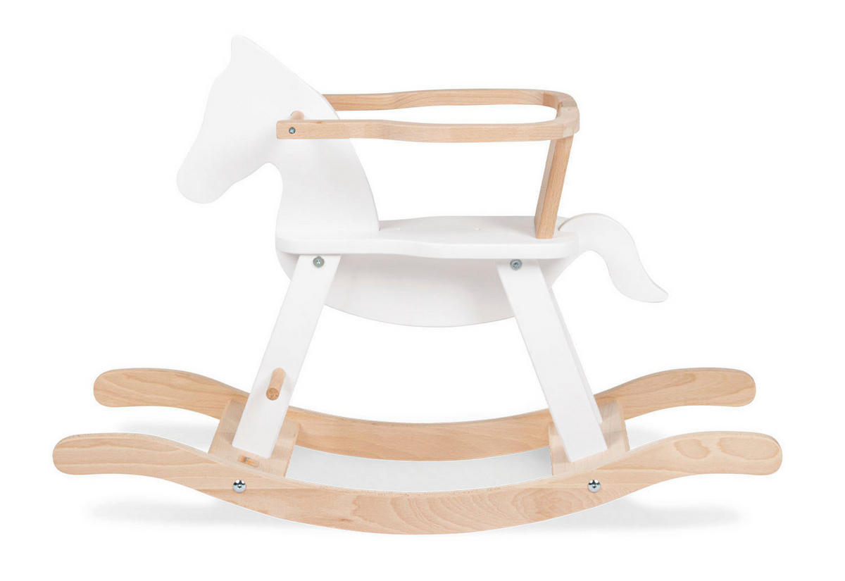 SCHAUKELPFERD - Weiß Hochglanz/Naturfarben, Basics, Holz (86/31/58cm) - Pinolino