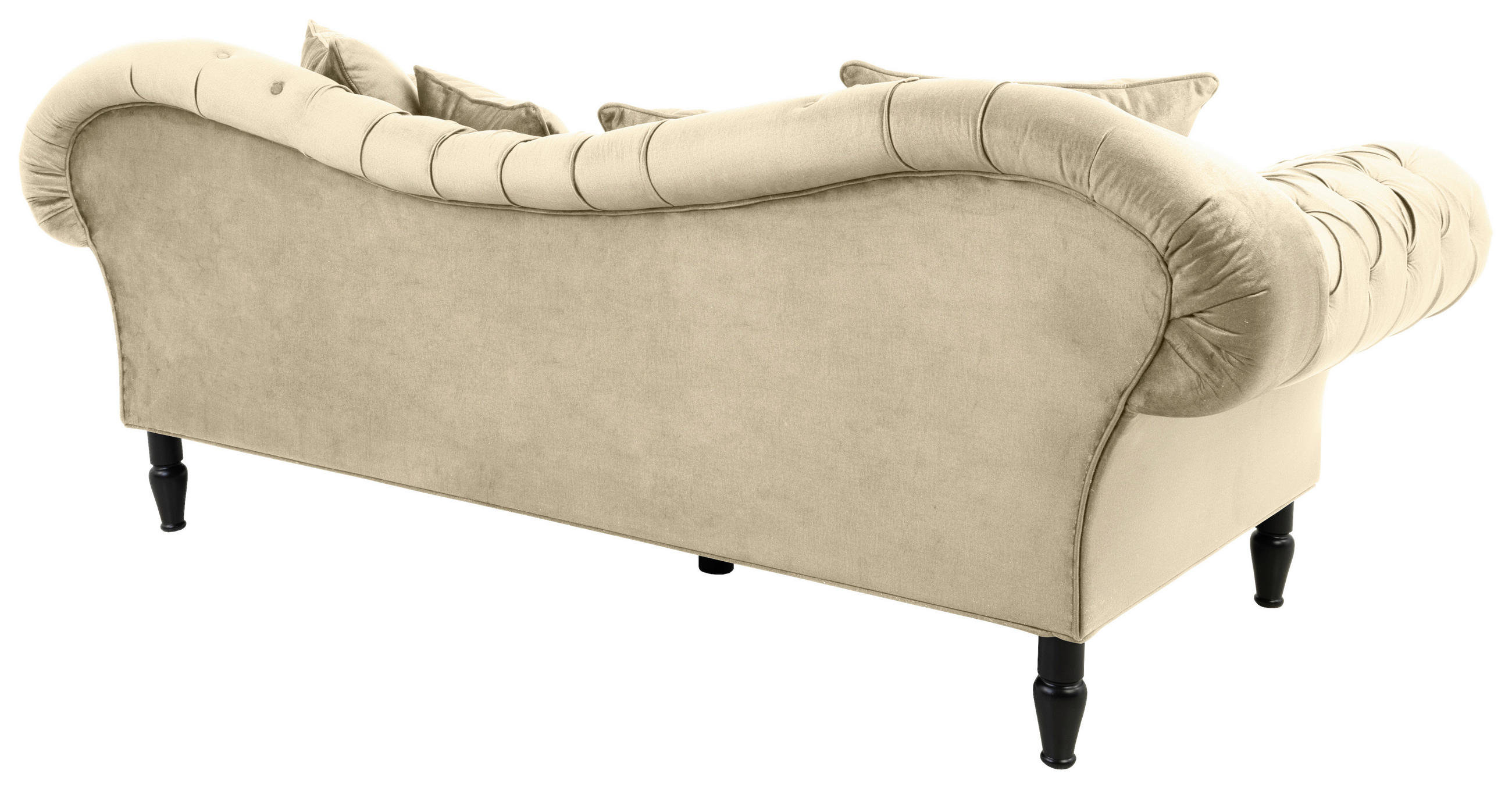 3-SITZER-SOFA in Velours Beige - Beige/Schwarz, Design, Holz/Textil (242/91/104cm) - MID.YOU