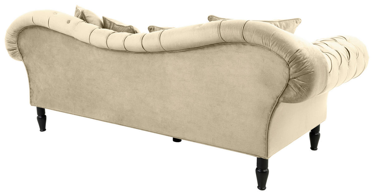 3-SITZER-SOFA in Velours Beige  - Beige/Schwarz, Design, Holz/Textil (242/91/104cm) - MID.YOU