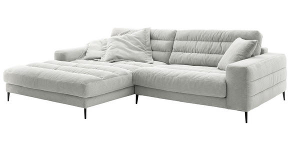 ECKSOFA in Cord Hellgrau  - Hellgrau/Schwarz, Design, Textil/Metall (207/296cm) - Dieter Knoll