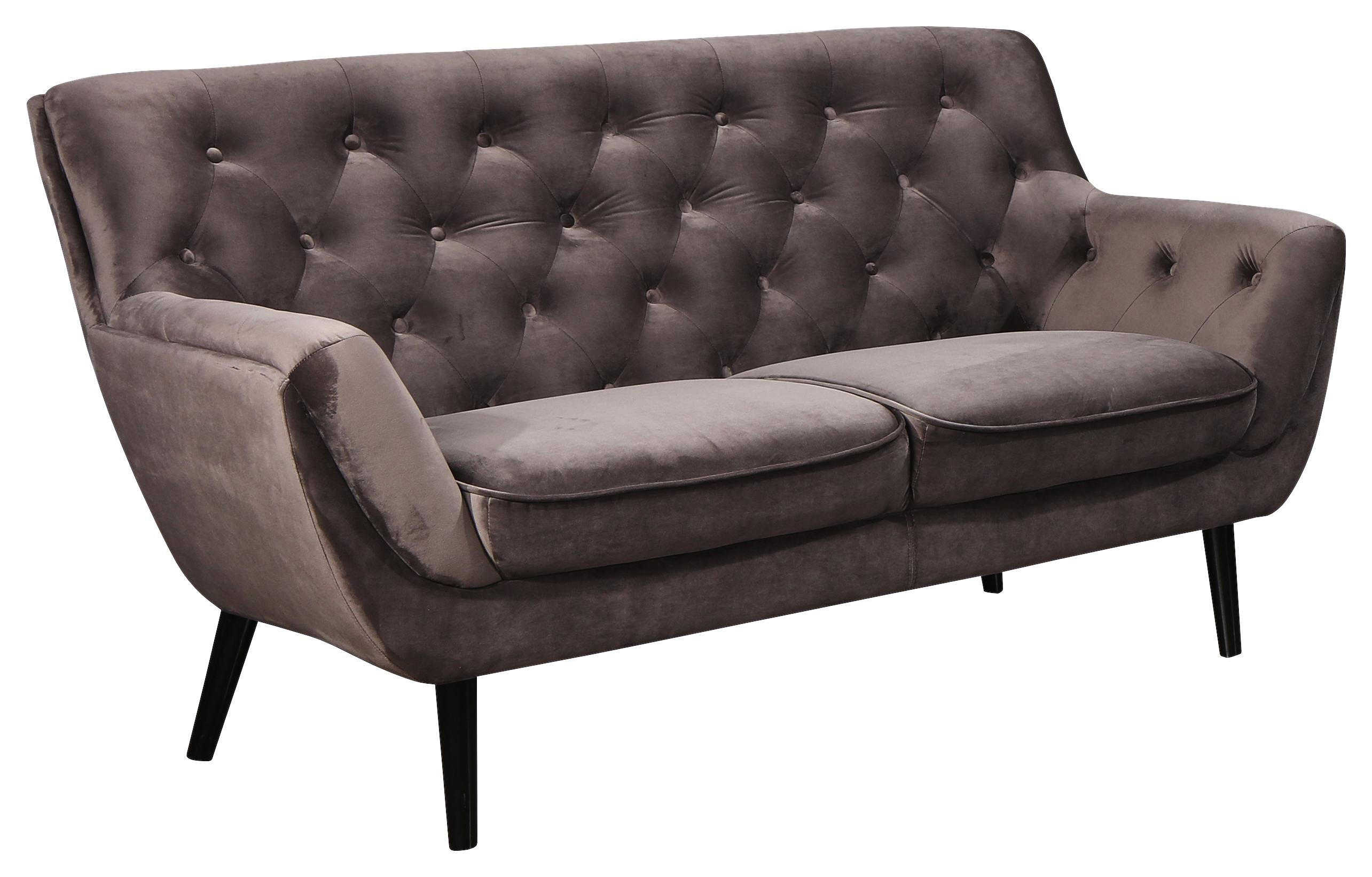 Chesterfield-Sofa in Holz, Textil Grau, Schwarz